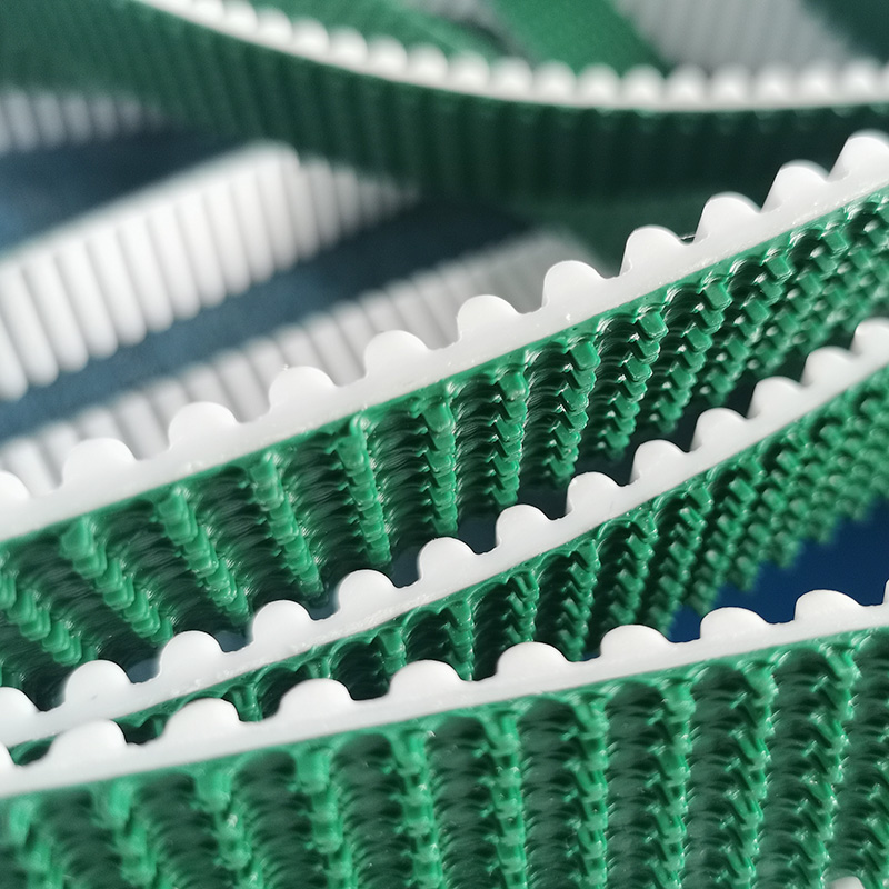 草綠花紋傳動(dòng)皮帶 加PVC草紋爬坡輸送環(huán)形無縫一體聚氨酯PU同步帶